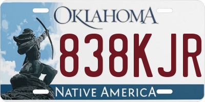 OK license plate 838KJR