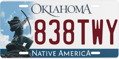 OK license plate 838TWY