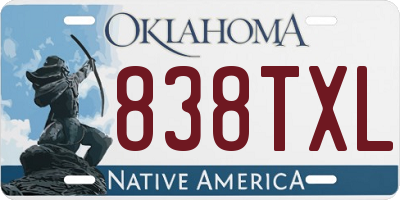 OK license plate 838TXL