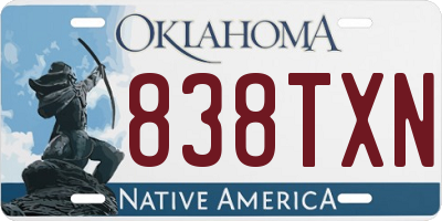 OK license plate 838TXN