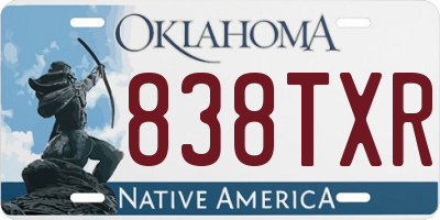 OK license plate 838TXR