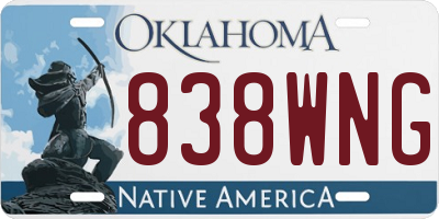 OK license plate 838WNG