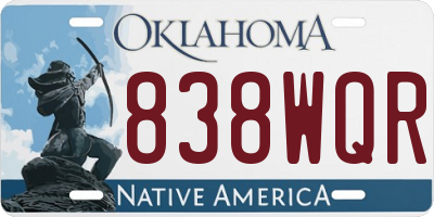 OK license plate 838WQR