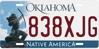 OK license plate 838XJG