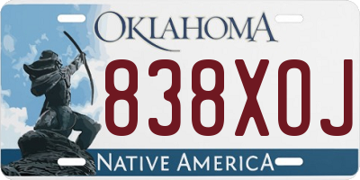 OK license plate 838XOJ