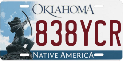 OK license plate 838YCR