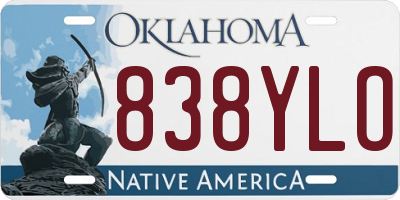 OK license plate 838YLO
