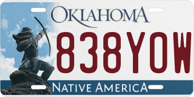 OK license plate 838YOW