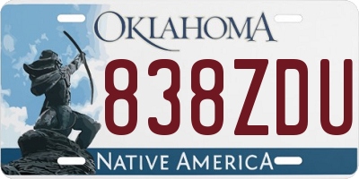 OK license plate 838ZDU