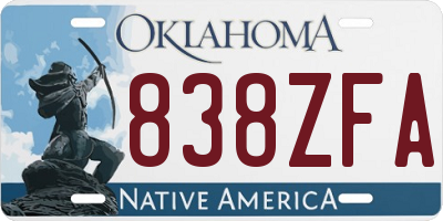 OK license plate 838ZFA