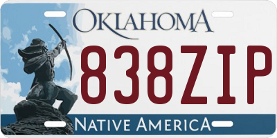 OK license plate 838ZIP