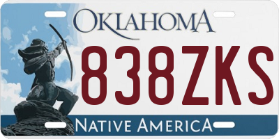 OK license plate 838ZKS