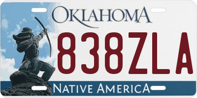 OK license plate 838ZLA