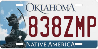 OK license plate 838ZMP