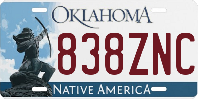 OK license plate 838ZNC