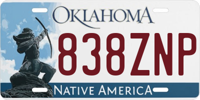 OK license plate 838ZNP