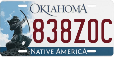 OK license plate 838ZOC