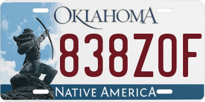 OK license plate 838ZOF