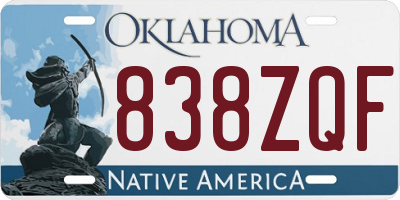 OK license plate 838ZQF