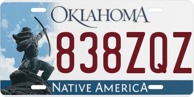 OK license plate 838ZQZ