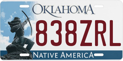 OK license plate 838ZRL