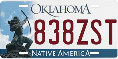 OK license plate 838ZST