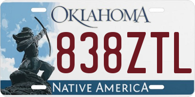 OK license plate 838ZTL