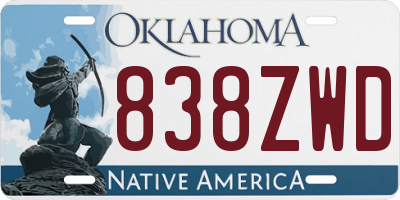 OK license plate 838ZWD