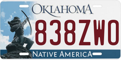 OK license plate 838ZWO