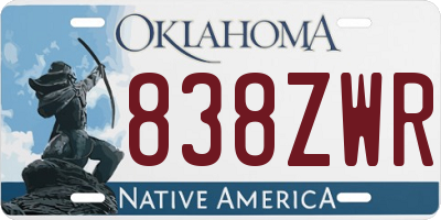 OK license plate 838ZWR