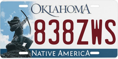 OK license plate 838ZWS