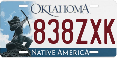 OK license plate 838ZXK