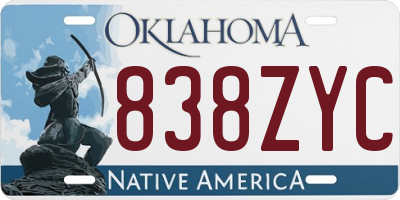 OK license plate 838ZYC