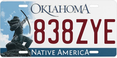 OK license plate 838ZYE