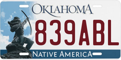OK license plate 839ABL