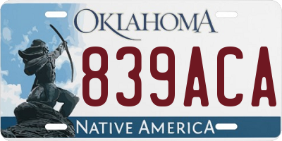 OK license plate 839ACA