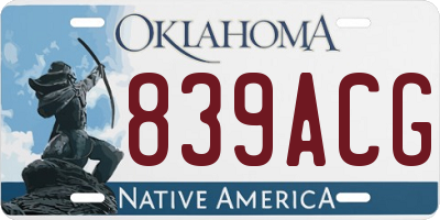 OK license plate 839ACG