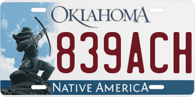 OK license plate 839ACH