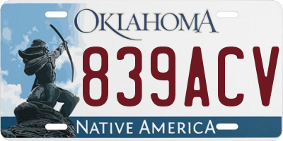 OK license plate 839ACV