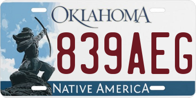 OK license plate 839AEG
