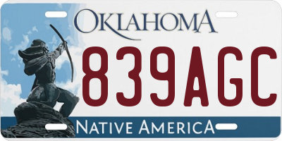 OK license plate 839AGC