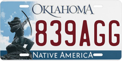 OK license plate 839AGG