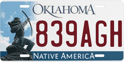 OK license plate 839AGH