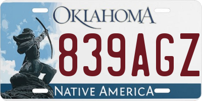 OK license plate 839AGZ