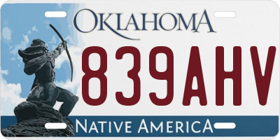 OK license plate 839AHV