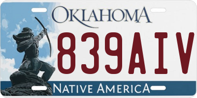 OK license plate 839AIV