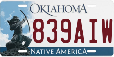 OK license plate 839AIW