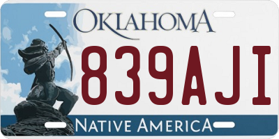 OK license plate 839AJI