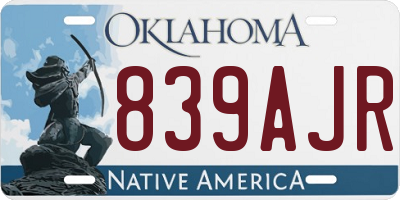 OK license plate 839AJR