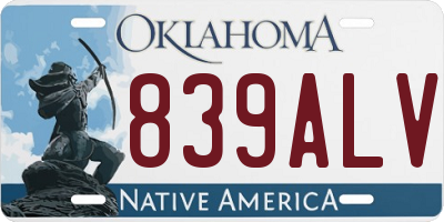 OK license plate 839ALV